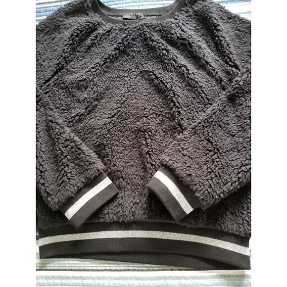 1.State Rich Black Teddy Bear Soft Long Sleeve Sparkly Trim Sweatshirt Womens M - Picture 3 of 8